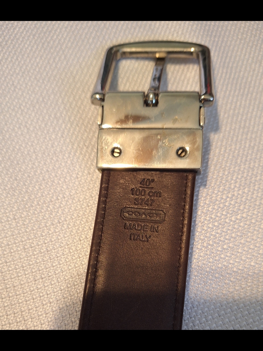 Coach Signature Logo canvas leather Belt Brown/Beige Men's Size 40 Made In Italy - Picture 3 of 8